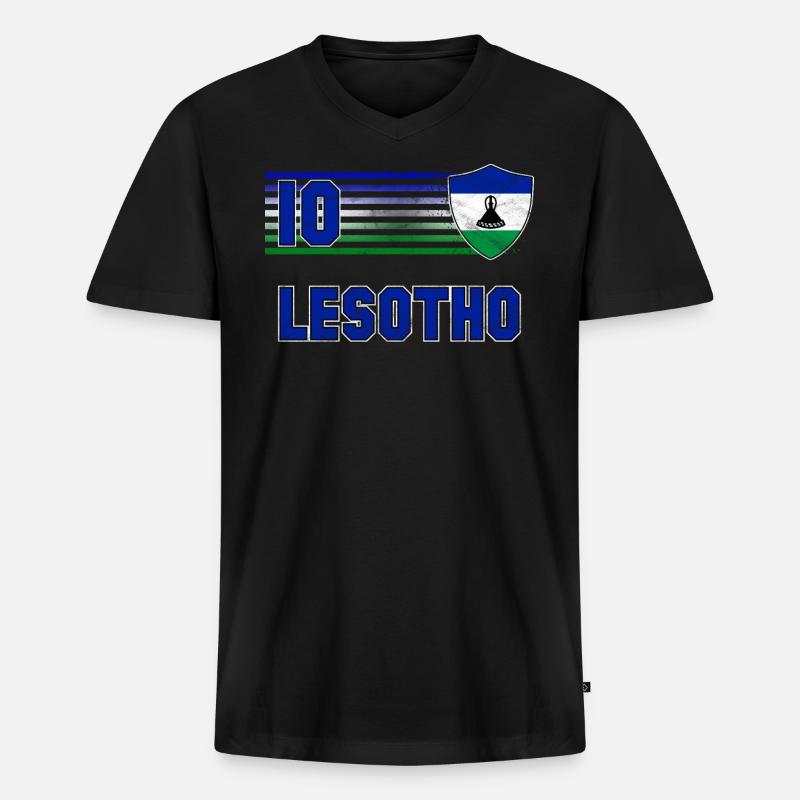 Lesotho - Männer Premium Bio T-Shirt mit V-Ausschnitt - Schwarz
