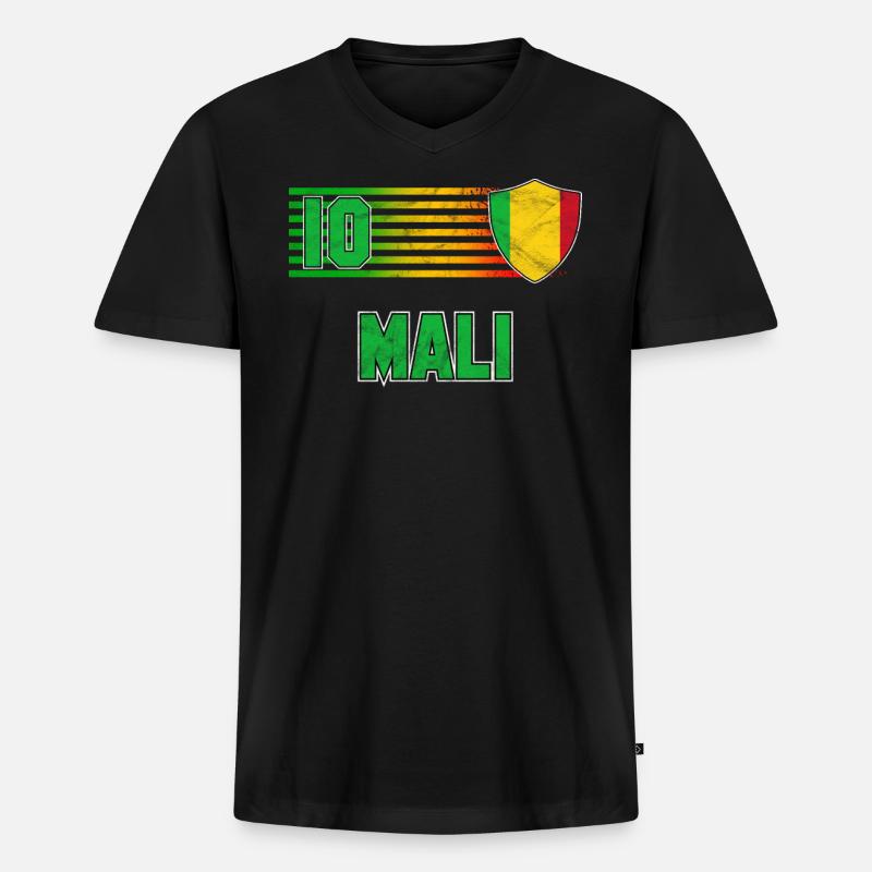 Mali - Männer Premium Bio T-Shirt mit V-Ausschnitt - Schwarz