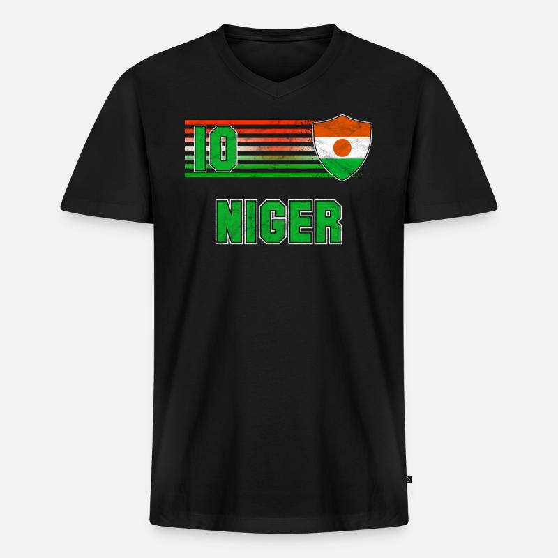 Niger - Männer Premium Bio T-Shirt mit V-Ausschnitt - Schwarz