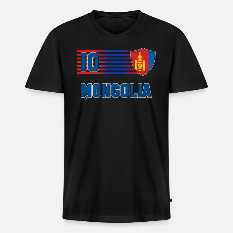 Mongolei - Männer Premium Bio T-Shirt mit V-Ausschnitt - Schwarz