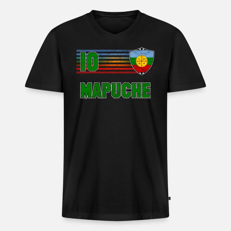 Mapuche - Männer Premium Bio T-Shirt mit V-Ausschnitt - Schwarz