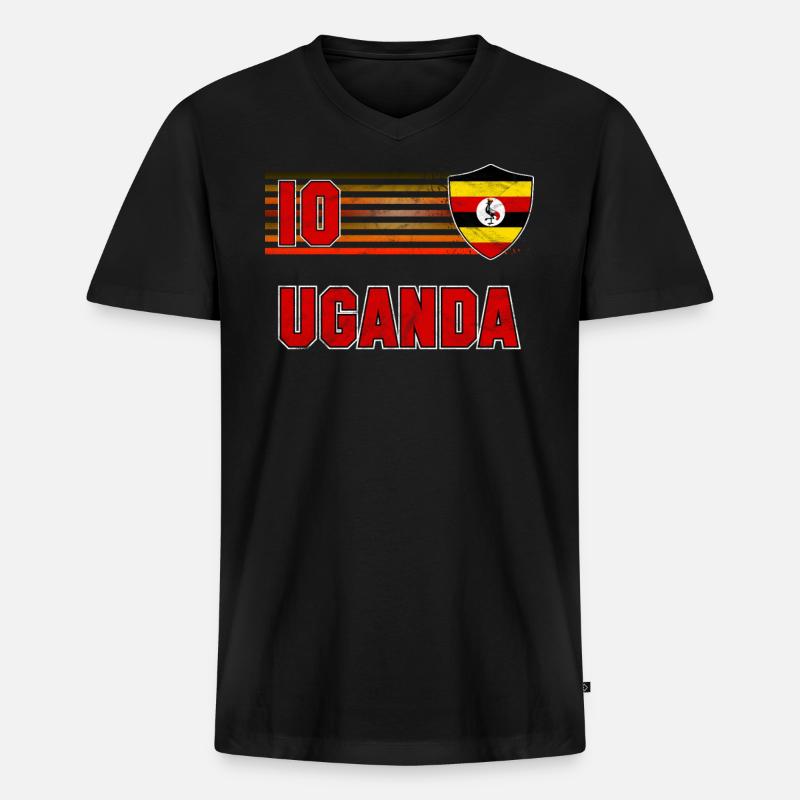 Uganda - Männer Premium Bio T-Shirt mit V-Ausschnitt - Schwarz