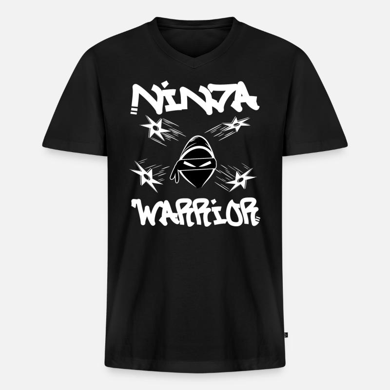 Ninja Warrior - Männer Premium Bio T-Shirt mit V-Ausschnitt - Schwarz