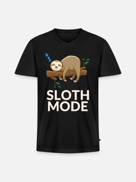 sloth - Men's Premium Organic T-shirt with V-neck - black