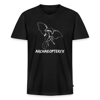 archaeopteryx mit federn - Männer Premium Bio T-Shirt mit V-Ausschnitt - Schwarz - Vorne - Nico (187cm)