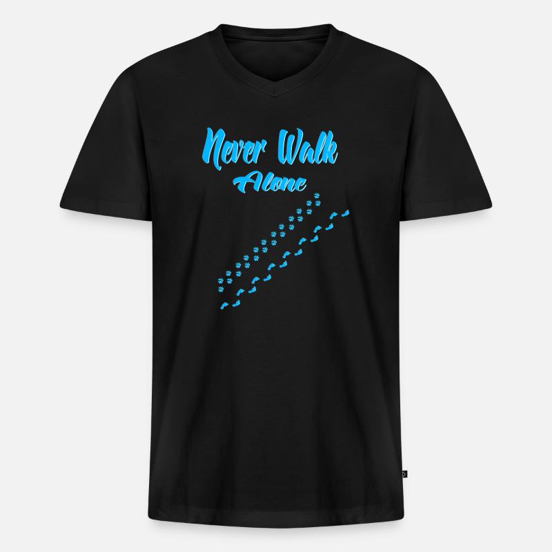 Never walk alone - Männer Premium Bio T-Shirt mit V-Ausschnitt - Schwarz