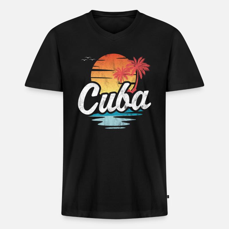 Kuba - Männer Premium Bio T-Shirt mit V-Ausschnitt - Schwarz