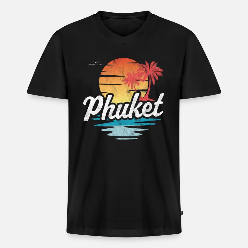 Phuket - Männer Premium Bio T-Shirt mit V-Ausschnitt - Schwarz