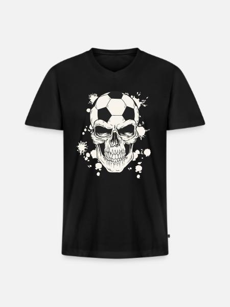 Soccer skull - Men's Premium Organic T-shirt with V-neck - black