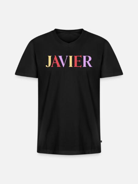 Name Man Spanish Javier - Men's Premium Organic T-shirt with V-neck - black