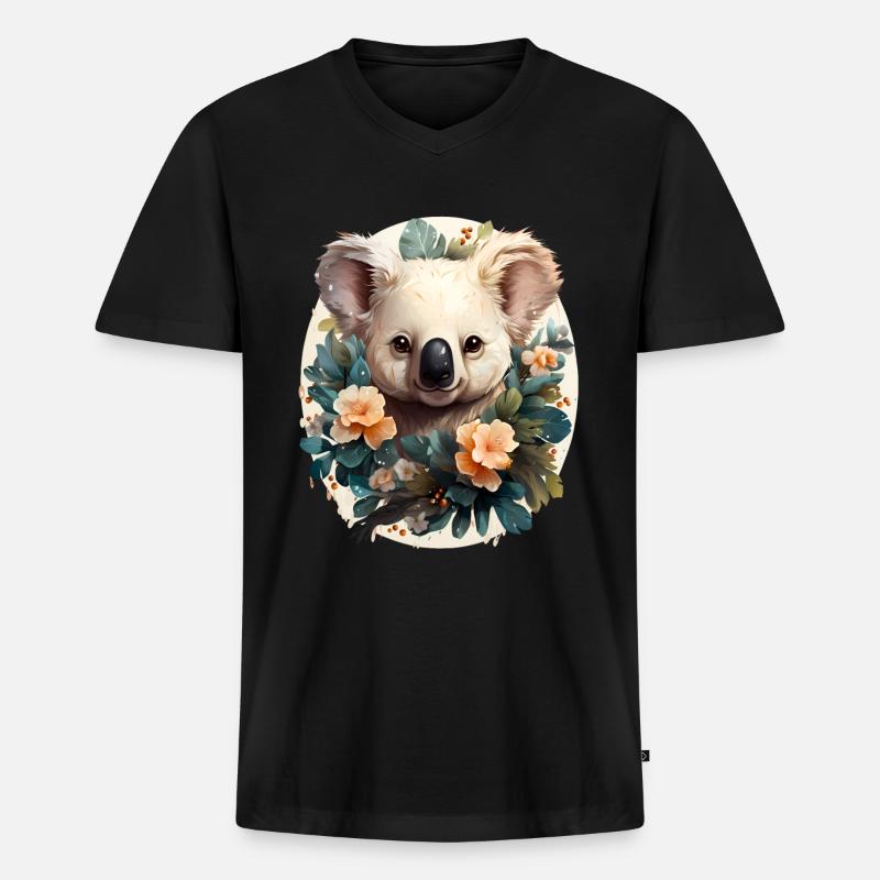 Koala - Männer Premium Bio T-Shirt mit V-Ausschnitt - Schwarz