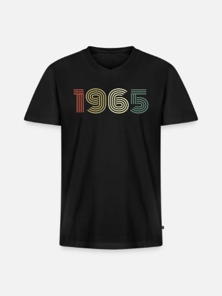 1965 Fødselsdag Vintage 1965 Gave 1965 - Premium økologisk T-shirt med V-hals til mænd - sort