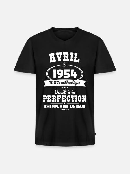 70-jähriges Jubiläum - April 1954 Perfektion - Männer Premium Bio T-Shirt mit V-Ausschnitt - Schwarz