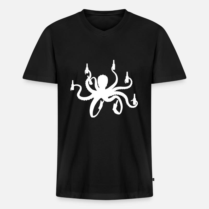 Oktopus - Männer Premium Bio T-Shirt mit V-Ausschnitt - Schwarz