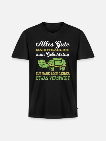 Gelukkige Later Verjaardag Vergeten Kop - Mannen Premium Bio T-shirt met V-hals - zwart