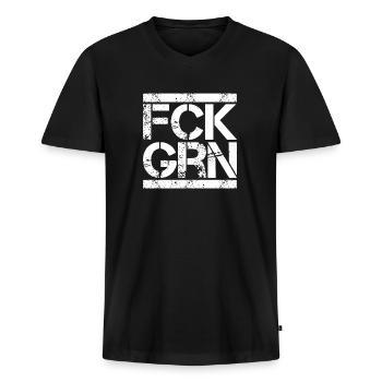 FCK GRN Anti Grünen Fuck Grüne Gegen Links Politik - Männer Premium Bio T-Shirt mit V-Ausschnitt - Schwarz - Vorne - Nico (187cm)