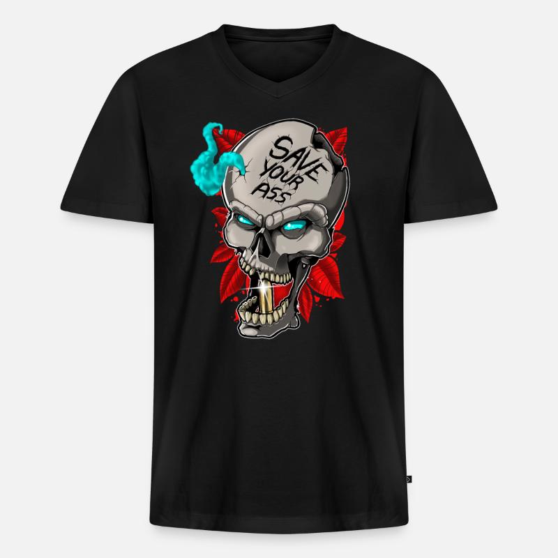 Save your Ass - Männer Premium Bio T-Shirt mit V-Ausschnitt - Schwarz