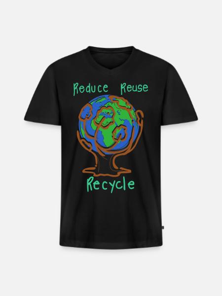 Recycling Environment - Men's Premium Organic T-shirt with V-neck - black