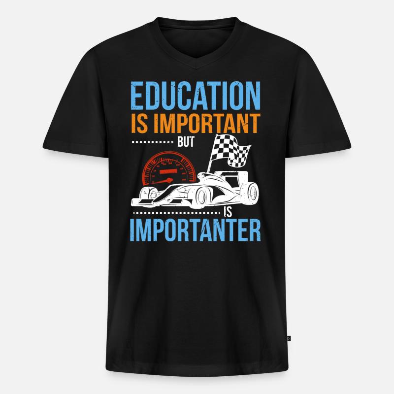 Rennauto - Männer Premium Bio T-Shirt mit V-Ausschnitt - Schwarz