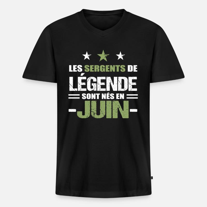 Sergent cadeau anniversaire juin militaire - T-shirt encolure en V Premium bio Homme - noir