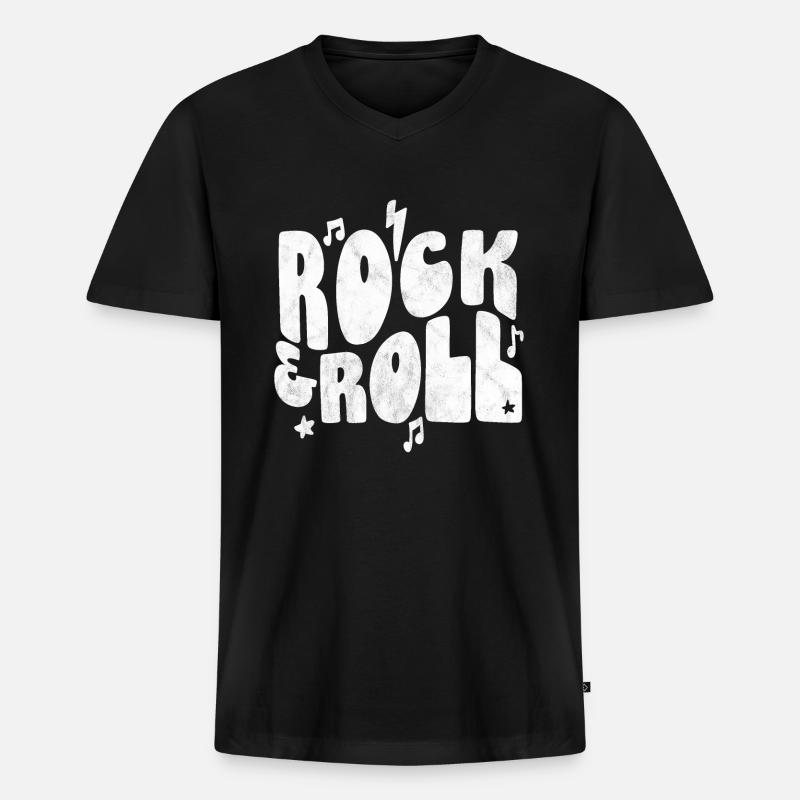 Rock 'n' Roll - Männer Premium Bio T-Shirt mit V-Ausschnitt - Schwarz