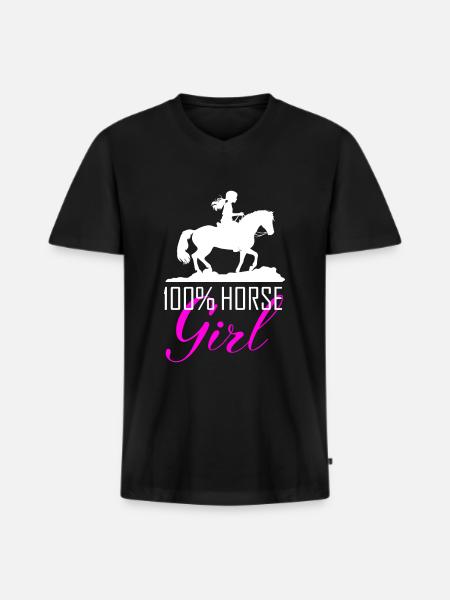Fille cavalière disant - T-shirt encolure en V Premium bio Homme - noir