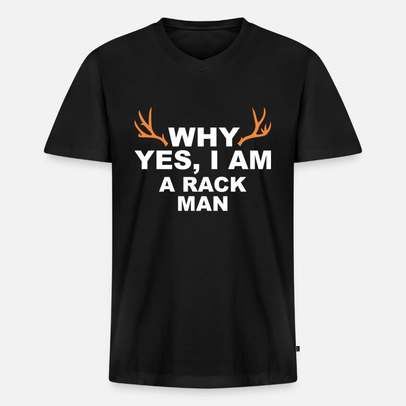 Jäger Jagt.Hirsch Geschenkidee - Männer Premium Bio T-Shirt mit V-Ausschnitt - Schwarz