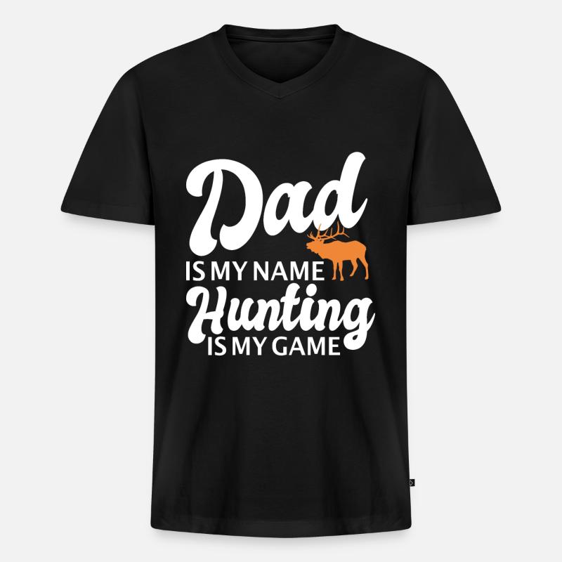 Jäger Jagt.Hirsch Geschenkidee - Männer Premium Bio T-Shirt mit V-Ausschnitt - Schwarz