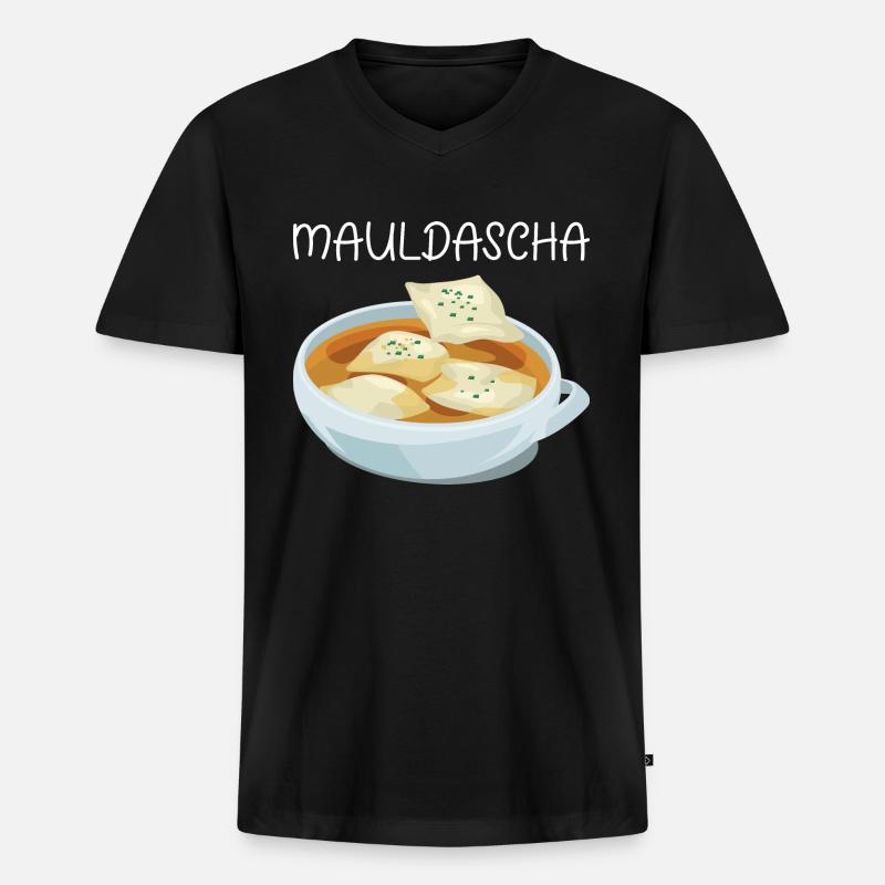 MAULDASCHA - Männer Premium Bio T-Shirt mit V-Ausschnitt - Schwarz