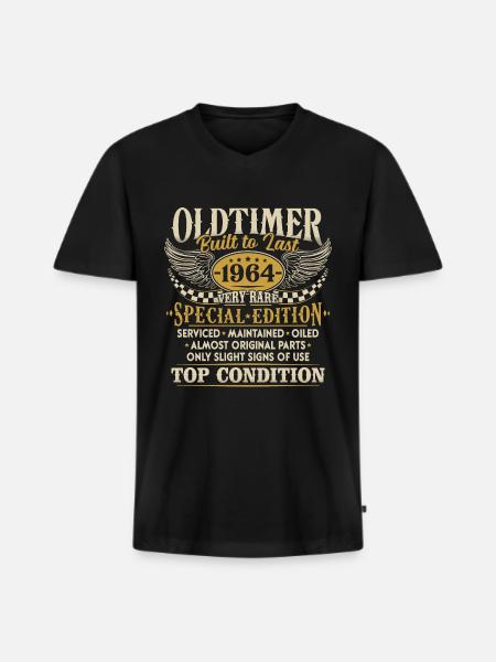 Vintage 1964 Vintage né cadeau d’anniversaire - T-shirt encolure en V Premium bio Homme - noir