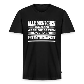 Die besten werden Physiotherapeut - Männer Premium Bio T-Shirt mit V-Ausschnitt - Schwarz - Vorne - Nico (187cm)