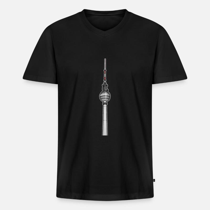 Fernsehturm Berlin c - Männer Premium Bio T-Shirt mit V-Ausschnitt - Schwarz