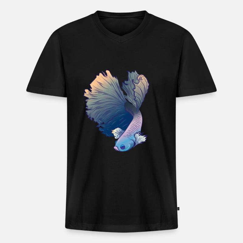 Betta Splendens Kampffisch Labyrinthfisch Geschenk - Männer Premium Bio T-Shirt mit V-Ausschnitt - Schwarz