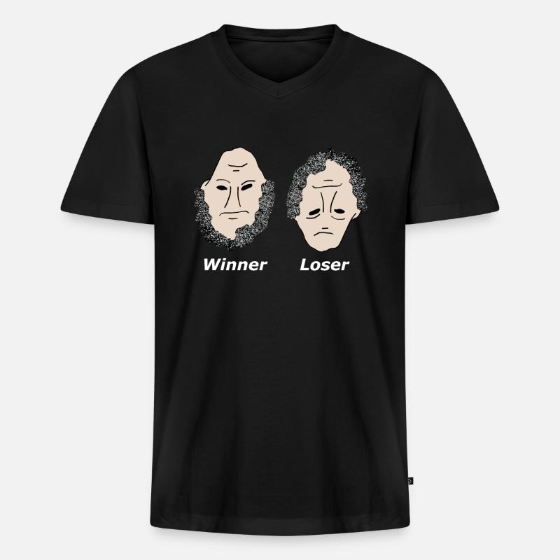 Winner Loser white vd - Männer Premium Bio T-Shirt mit V-Ausschnitt - Schwarz