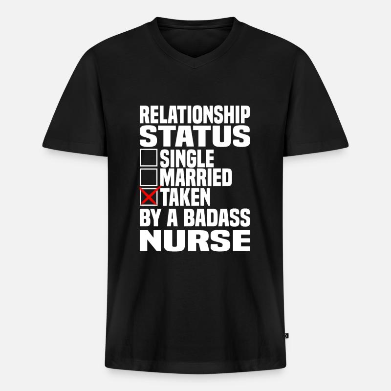 Pfleger Pflegekraft Beziehung Krankenschwester - Männer Premium Bio T-Shirt mit V-Ausschnitt - Schwarz