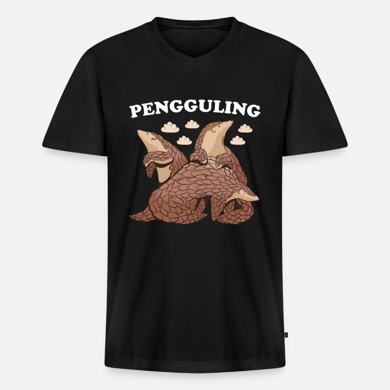 Pengguling Pangolin - Männer Premium Bio T-Shirt mit V-Ausschnitt - Schwarz
