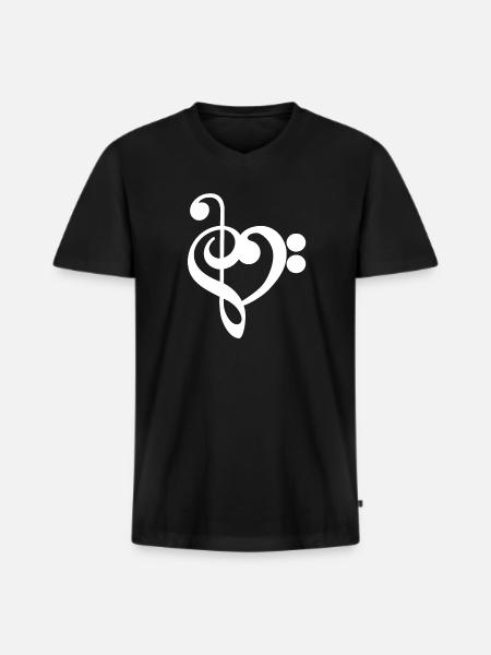 Music Treble Clef Heart - Men's Premium Organic T-shirt with V-neck - black