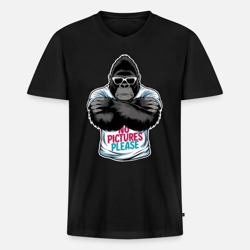 Keine Bilder bitte - Männer Premium Bio T-Shirt mit V-Ausschnitt - Schwarz