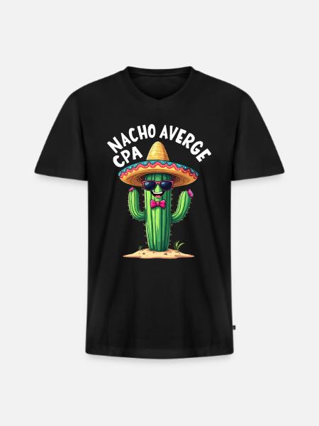 Plus qu’un simple comptable, cactus - T-shirt encolure en V Premium bio Homme - noir