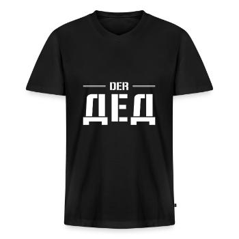 Russisch Opa Russen Großvater der ДЕД aus Russland - Männer Premium Bio T-Shirt mit V-Ausschnitt - Schwarz - Vorne - Nico (187cm)