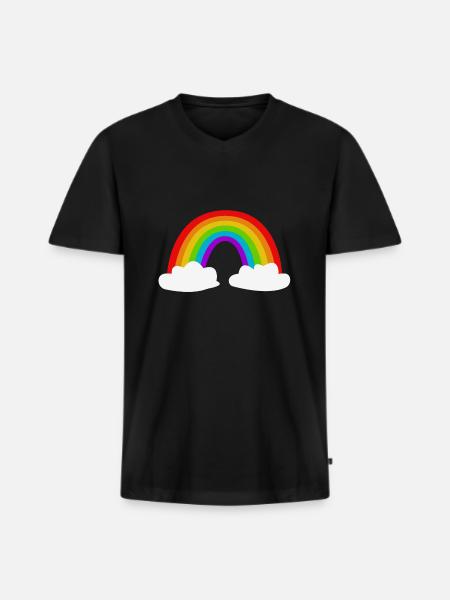 Regenbogen - Männer Premium Bio T-Shirt mit V-Ausschnitt - Schwarz