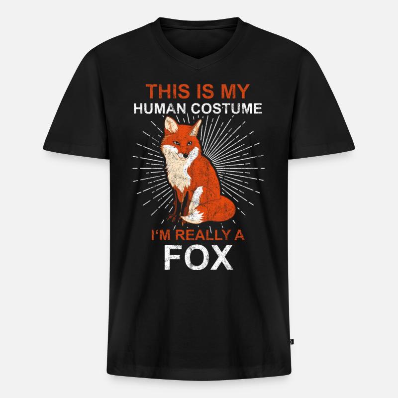 Fuchs - Männer Premium Bio T-Shirt mit V-Ausschnitt - Schwarz