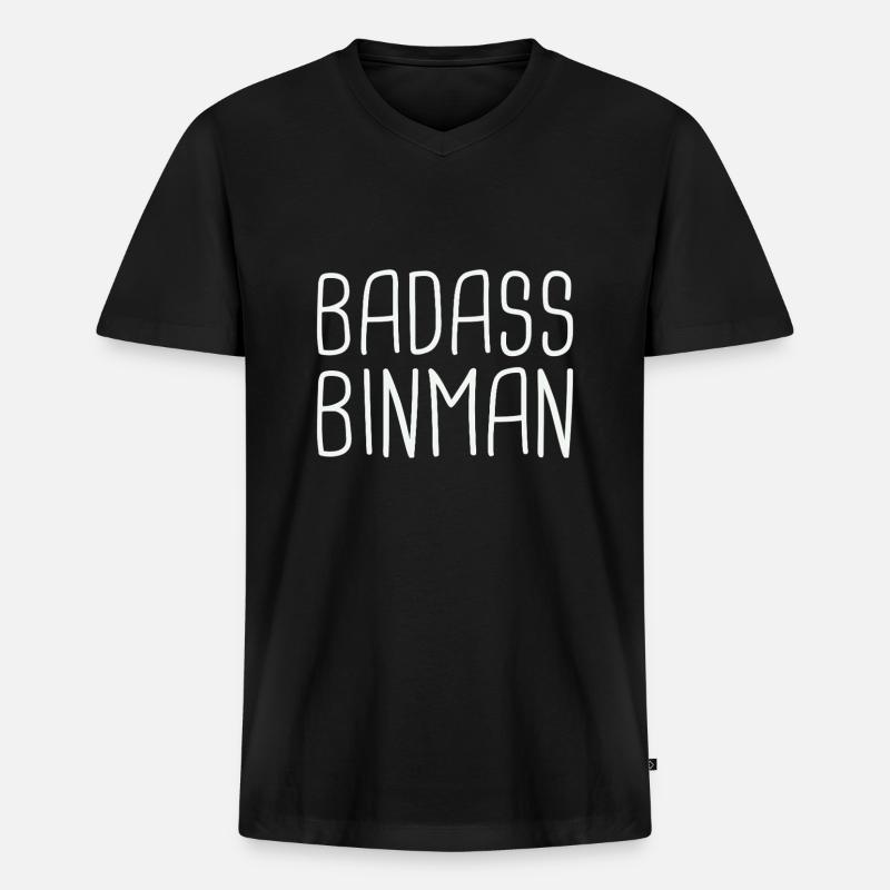Binman Badass - Männer Premium Bio T-Shirt mit V-Ausschnitt - Schwarz