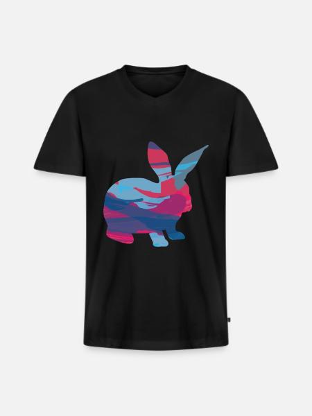 Rabbit Rabbit Rabbit - Men's Premium Organic T-shirt with V-neck - black