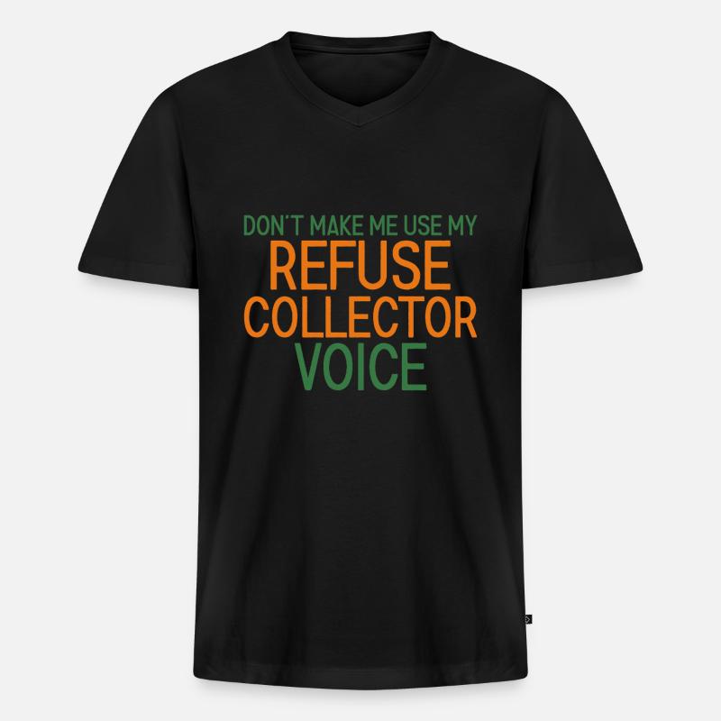 Refuse Collector Voice - Männer Premium Bio T-Shirt mit V-Ausschnitt - Schwarz