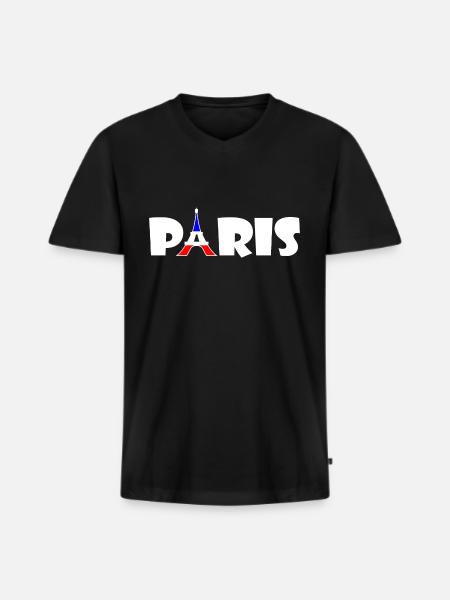 Paris - Men's Premium Organic T-shirt with V-neck - black