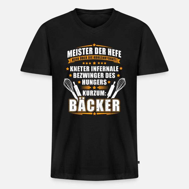 Master The Yeast Baker Gift Baking Bakery - Men's Premium Organic T-shirt with V-neck - black