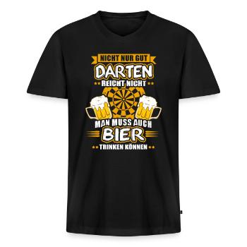 Darts Bier Lustiges Geschenk Dartspieler Dartboard - Männer Premium Bio T-Shirt mit V-Ausschnitt - Schwarz - Vorne - Nico (187cm)