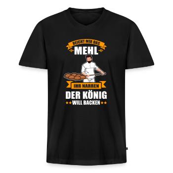 Geschenk für Bäcker Bäckerei Lustiger Spruch Mann - Männer Premium Bio T-Shirt mit V-Ausschnitt - Schwarz - Vorne - Nico (187cm)