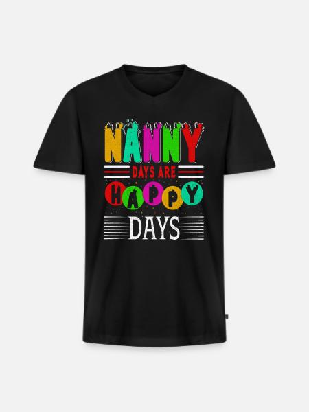 Nanny Days Are Happy Days For Grandma Grandma - Men's Premium Organic T-shirt with V-neck - black